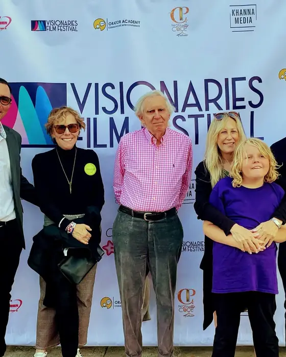 Festival guests of all ages at the photo wall